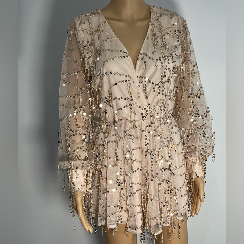 Champagne Gold Sequin Romper